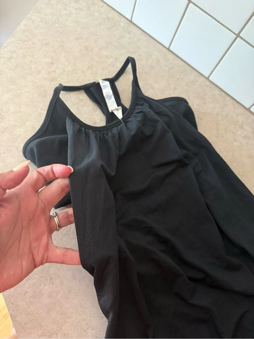 Black Racerback Tank Top lululemon peekaboo‎ bra